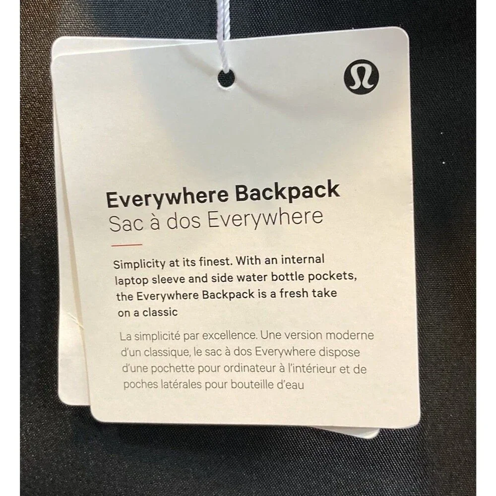New! Lululemon Everywhere 22L Black Travel School Book bag Backpack